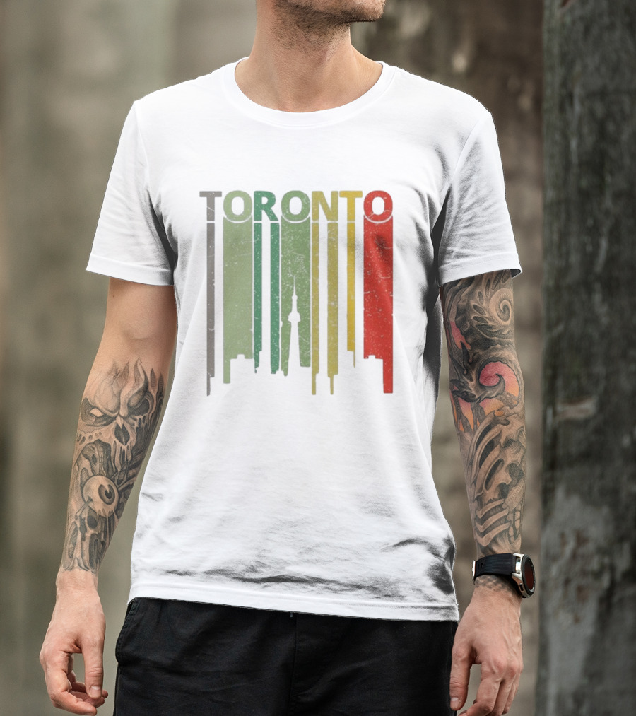 Retro Toronto Skyline Colorful Vertical Lines T-Shirt