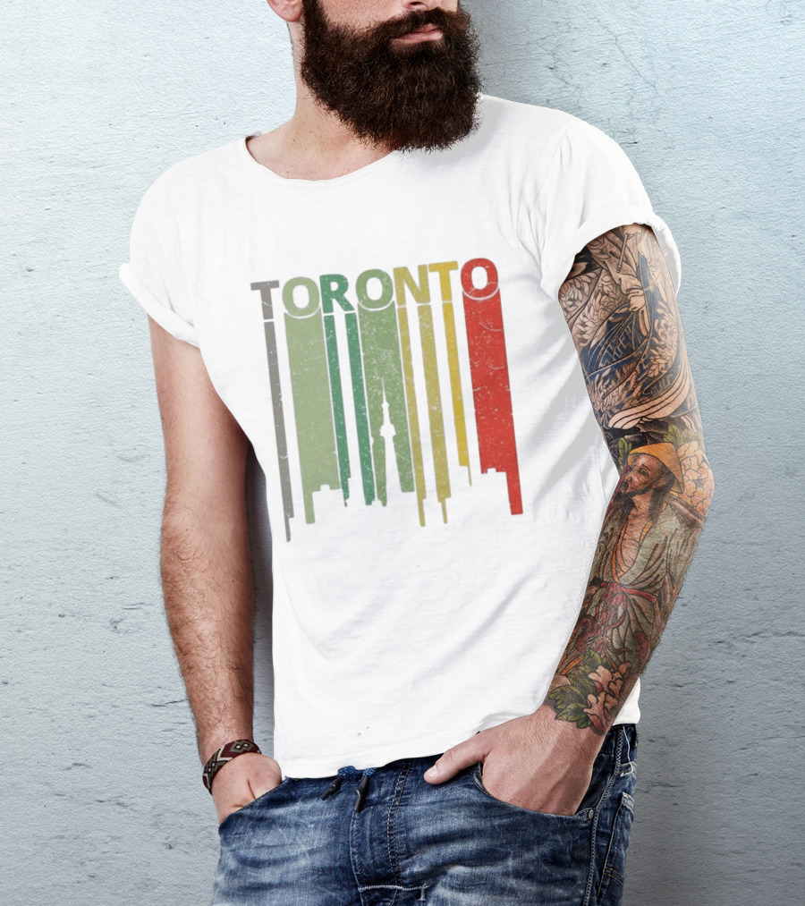 Retro Toronto Skyline Colorful Vertical Lines T-Shirt