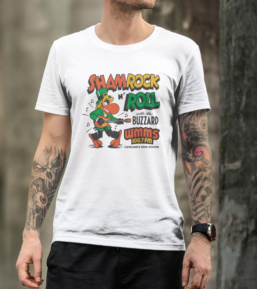 Shamrock N Roll With The Buzzard WMMS 100.7 FM Cleveland's Rock Station T-Shirt