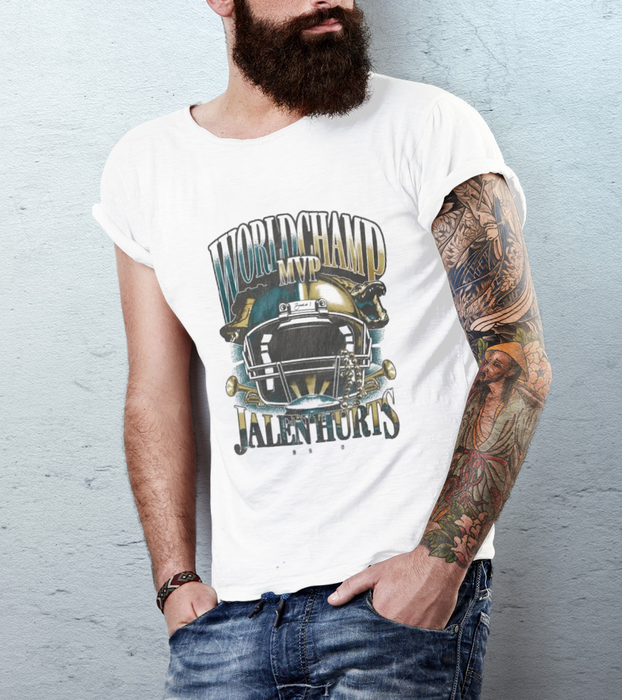 World Champ MVP Jalen Hurts Helmet Design T-Shirt