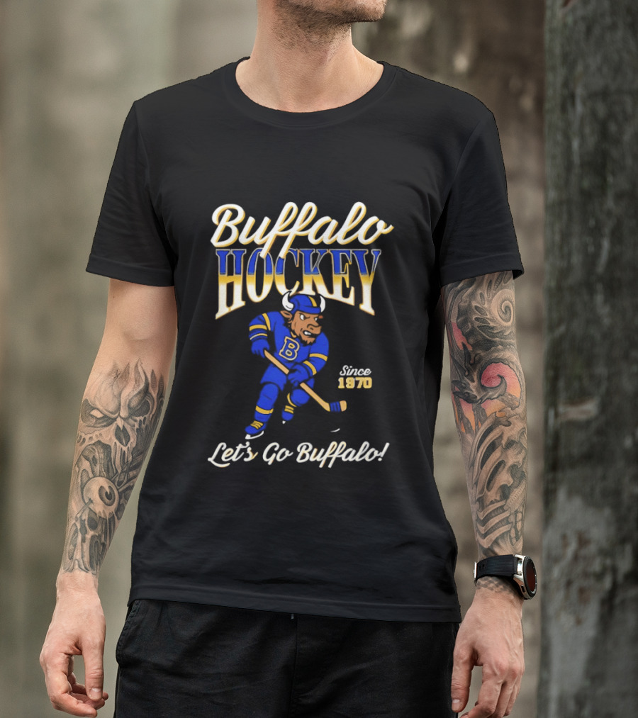 Buffalo Hockey Let's Go Buffalo Since 1970 Blue Bull T-Shirt