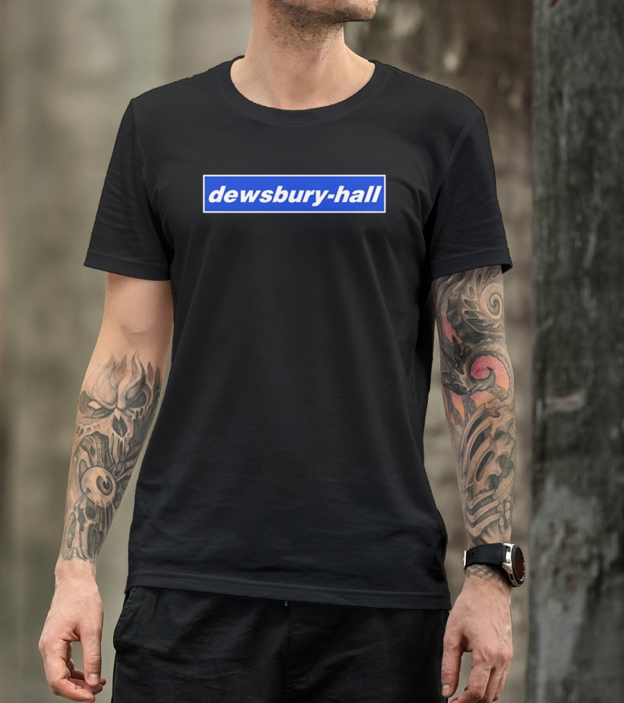 Dewsbury Hall Bold White Text On Blue T-Shirt