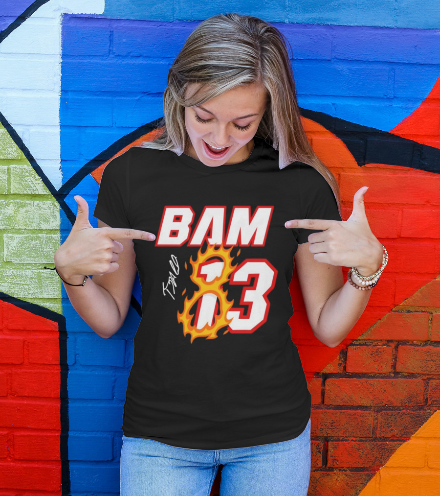 Bam Adebayo Miami Heat BAM 13 Flaming Signature T-Shirt