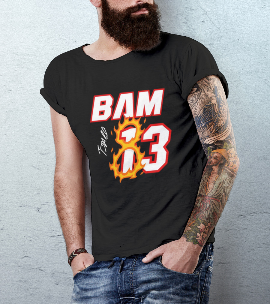 Bam Adebayo Miami Heat BAM 13 Flaming Signature T-Shirt