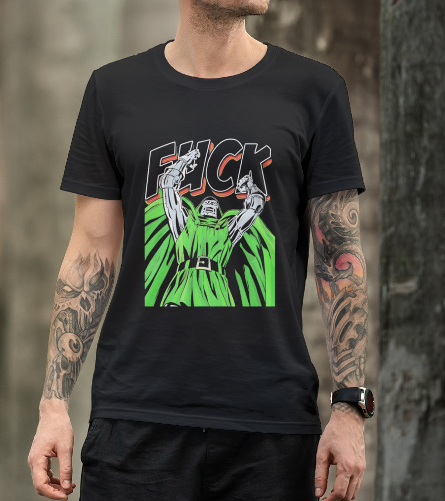 Dr Doom Green Cape Comic Style F**K T-Shirt