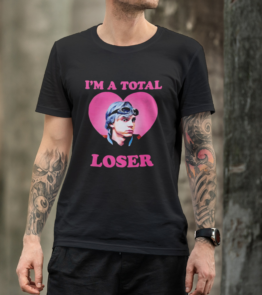 Evan Peters I'm A Total Loser Pink Heart Goggles T-Shirt