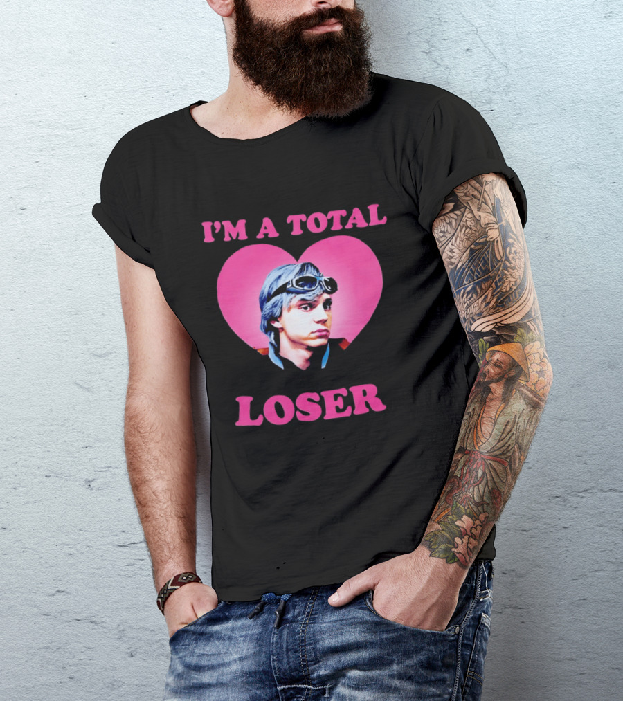 Evan Peters I'm A Total Loser Pink Heart Goggles T-Shirt