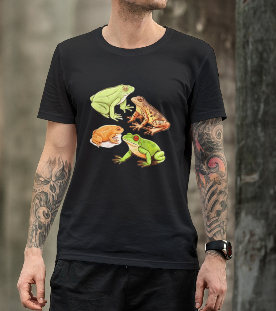 Four Spotted Frogs Vibrant Colors Variety T-Shirt