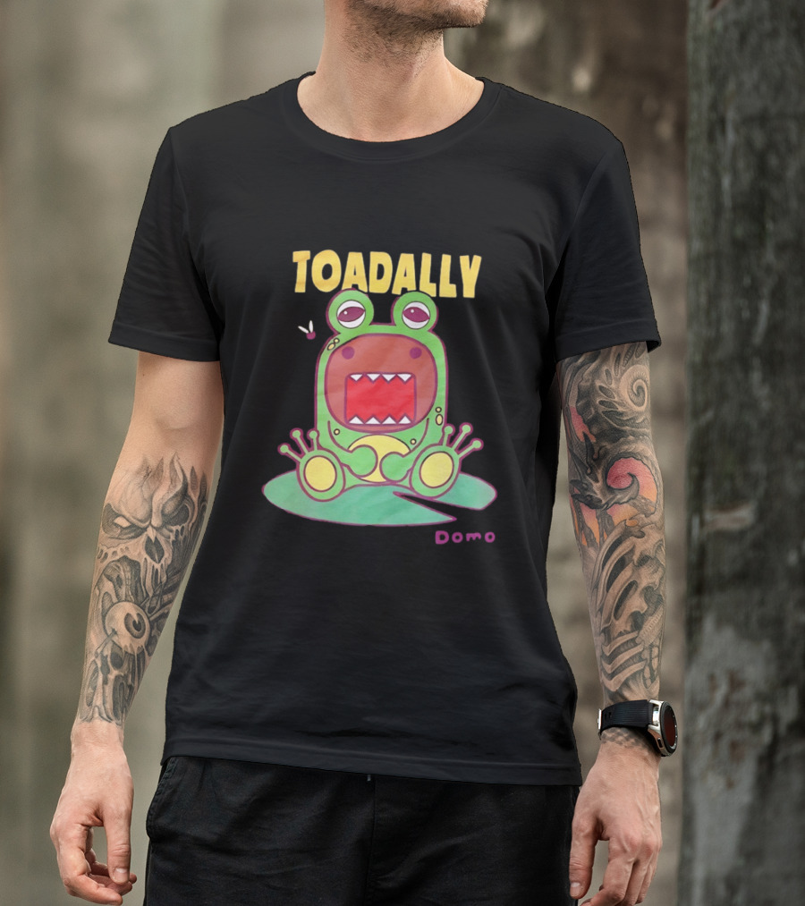 Toadally Domo Cartoon Frog With Red Mouth And Butterfly T-Shirt
