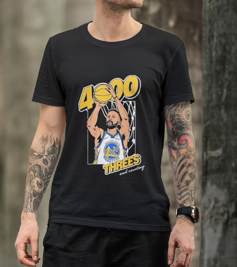 Golden State Warriors Steph Curry 4000 Threes And Counting T-Shirt