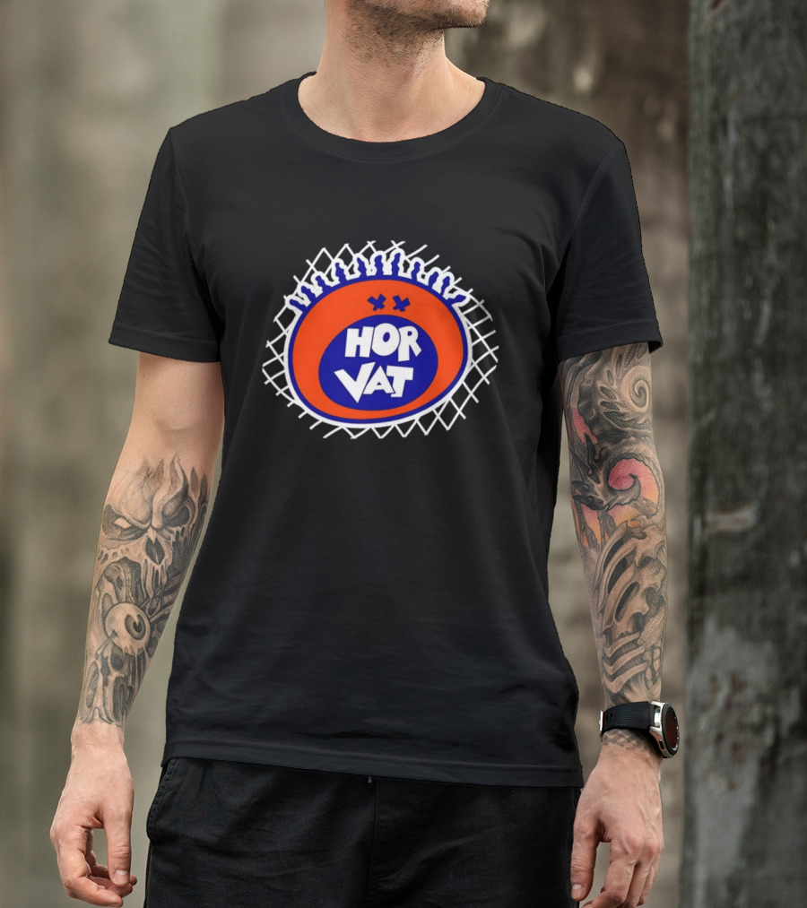 Hor Vat Orange Blue Circular Grid T-Shirt