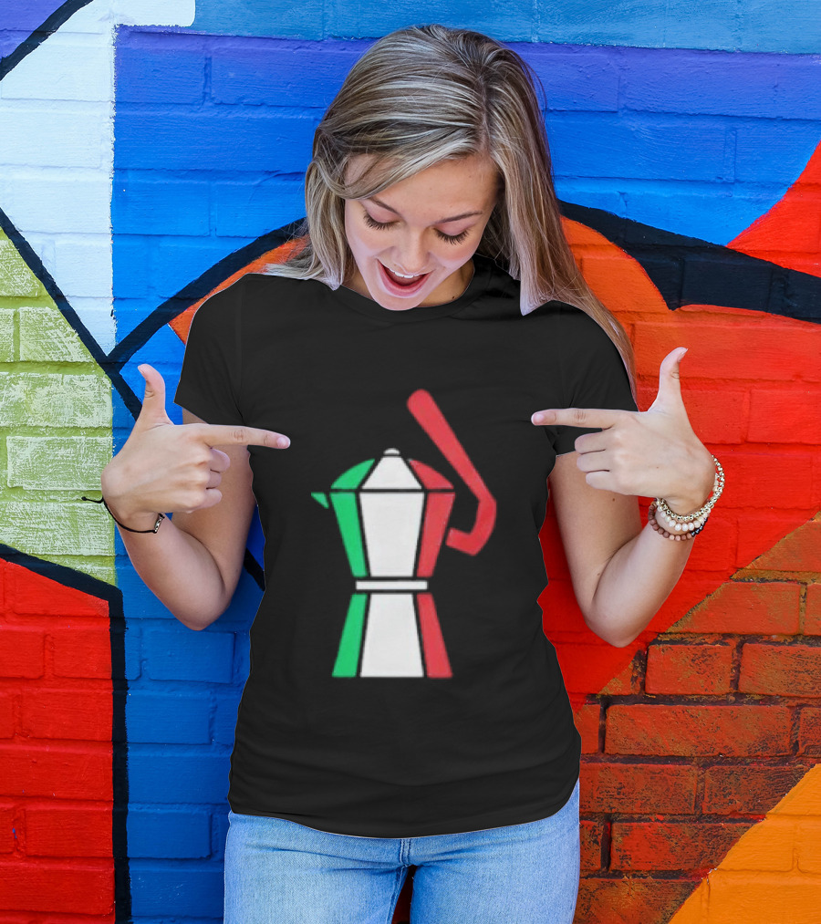 Italian Flag Moka Coffee Pot Icon Italy T-Shirt