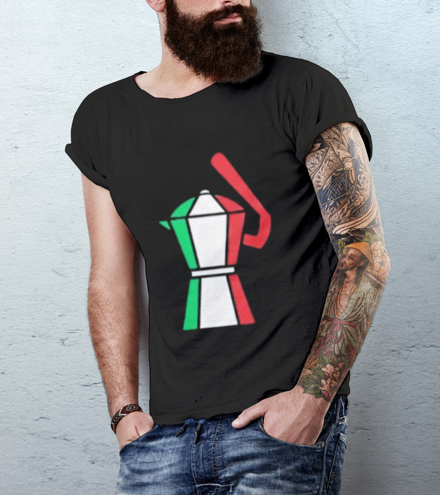 Italian Flag Moka Coffee Pot Icon Italy T-Shirt