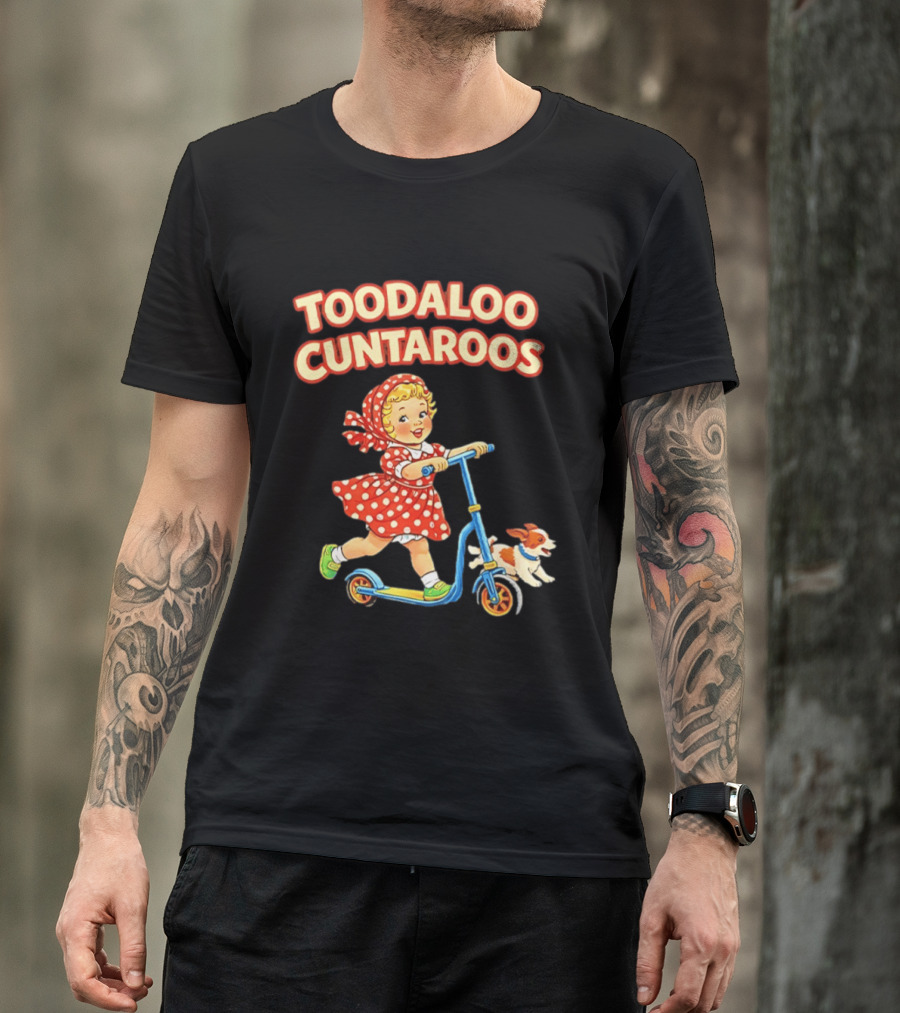 Toodaloo Cuntaroos Little Girl On Scooter With Dog T-Shirt