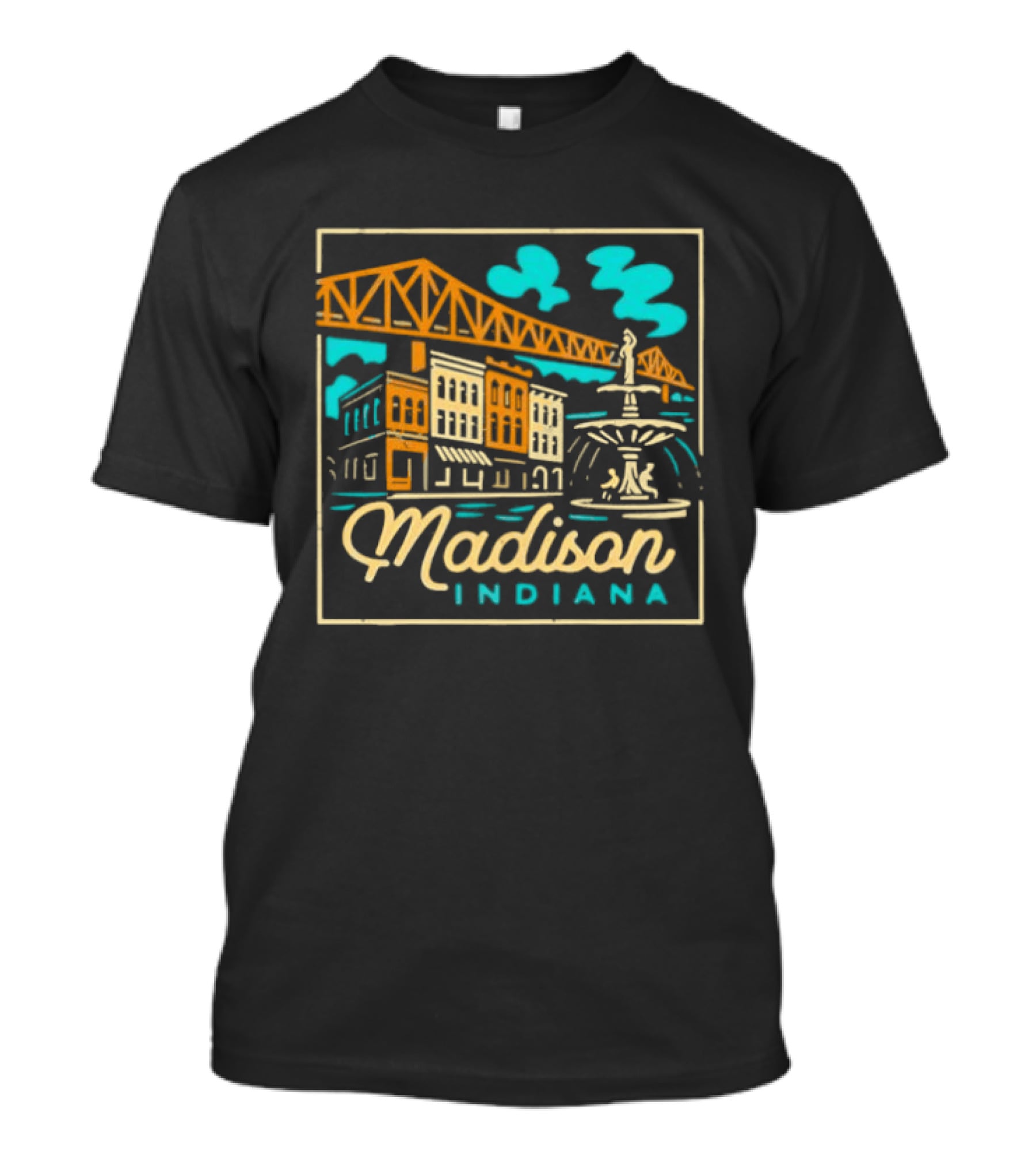 Madison Indiana Broadway Fountain Milton Wright Bridge T-Shirt