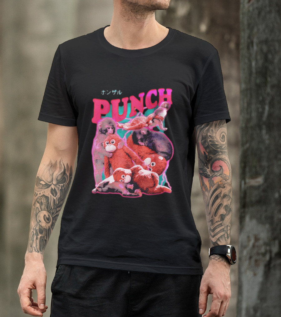 PUNCH Macaque Monkey Plush Collage T-Shirt