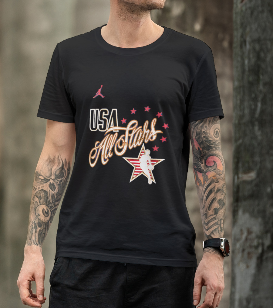 USA All Stars Basketball Red Stars Patriotic T-Shirt
