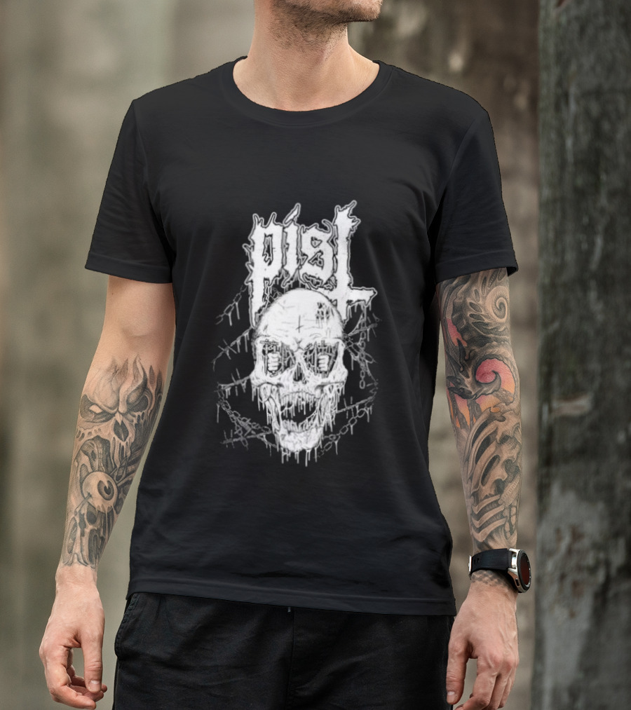 PISL Metal Skull With Dripping Branches And Chains T-Shirt