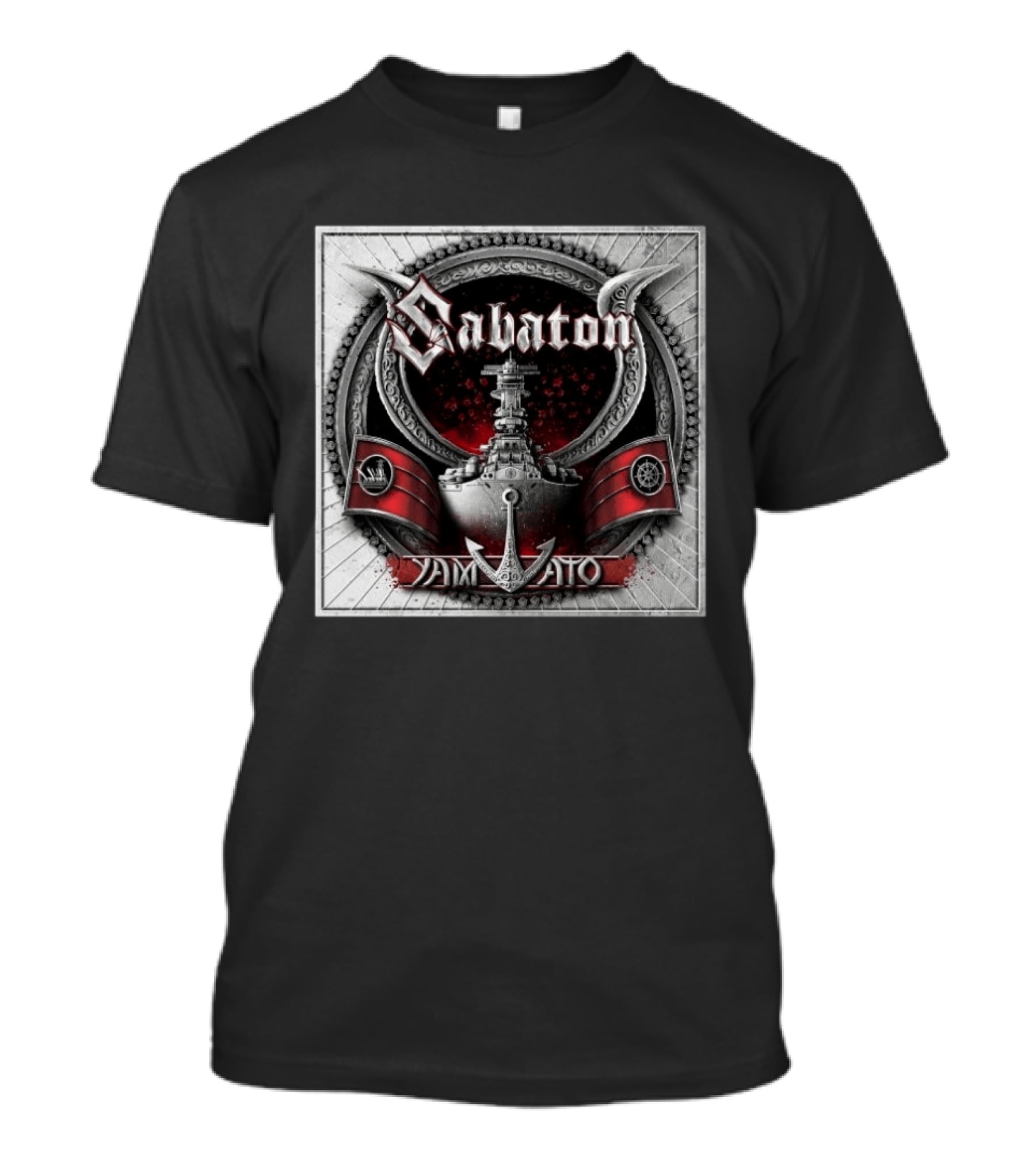 Sabaton Yamato Battleship Artwork With Red And Black Accents T-Shirt