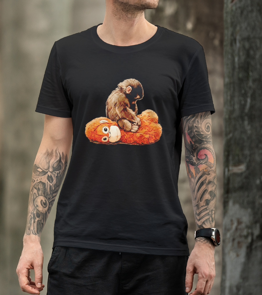 Punch Monkey Sitting On Plush Monkey T-Shirt