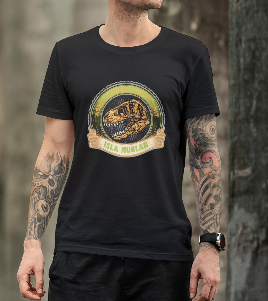 Asset Containment Unit Isla Nublar Skull Head Jura Park T-Shirt