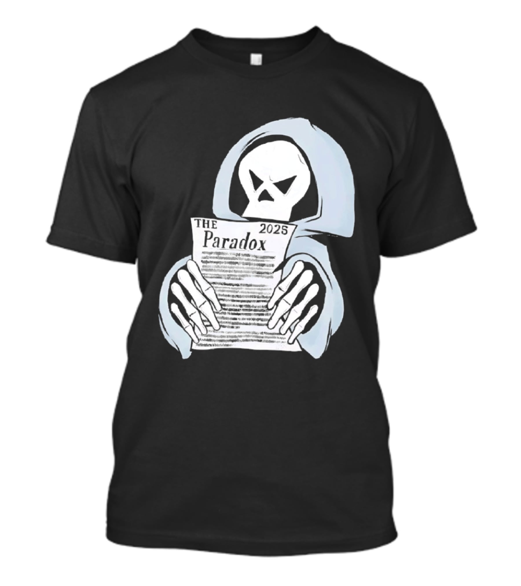 The Paradox Skull Grim Reaper Holding 2023 Newspaper T-Shirt