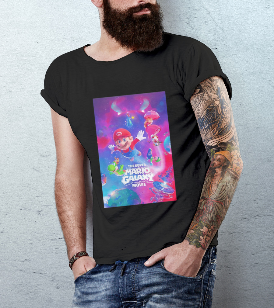 The Super Mario Galaxy Movie Adventure Featuring Iconic Characters T-Shirt