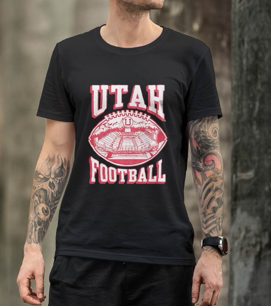 Utah Utes Football Stadium Illustration With Mountain T-Shirt