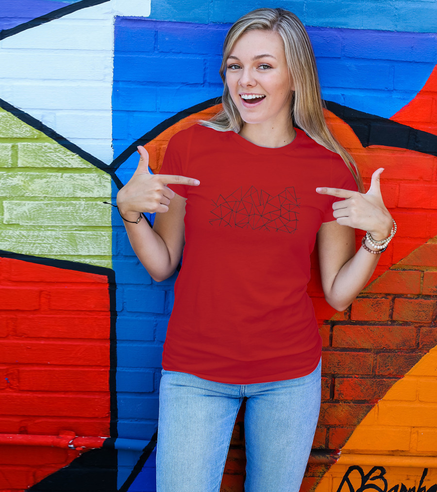 Ab Peaks Geometric Triangles Pattern Minimalist Black T-Shirt