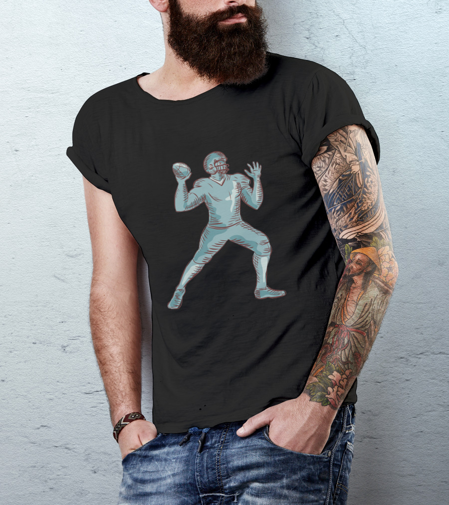 American Football Quarterback Throwing Etching 1074401 T-Shirt