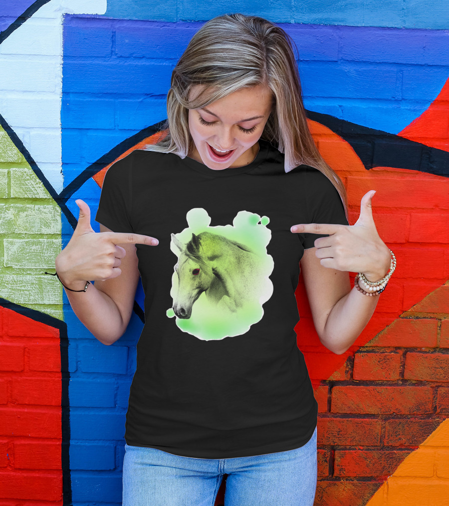 Arabic Horse Neon Green Art 334448 T-Shirt