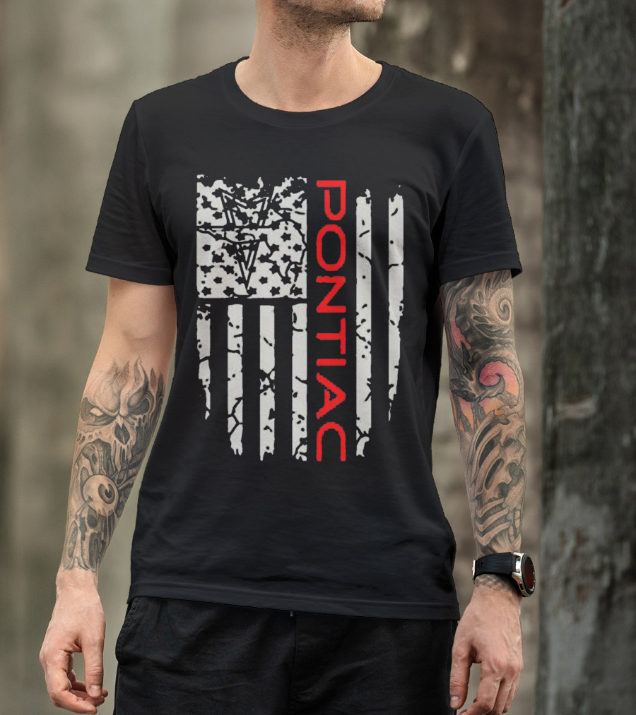 Pontiac Distressed American Flag With Firebird Emblem T-Shirt