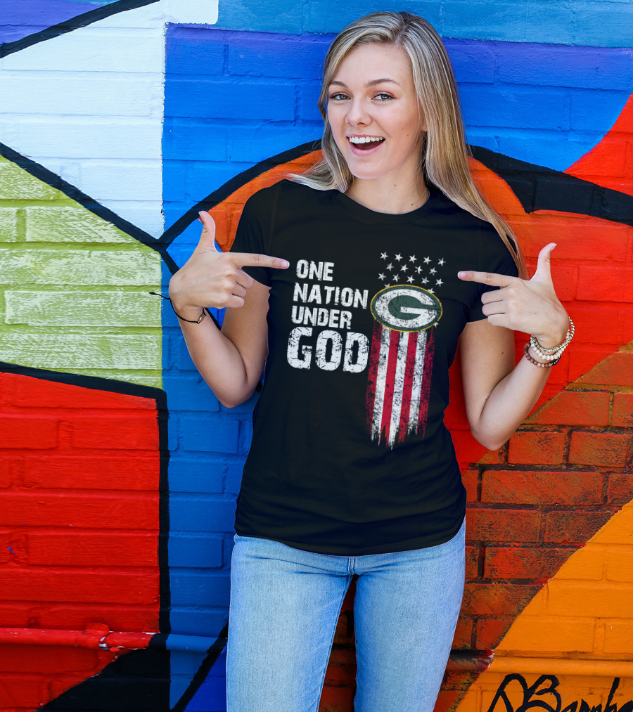Green Bay Packers One Nation Under God Stars And Stripes T-Shirt