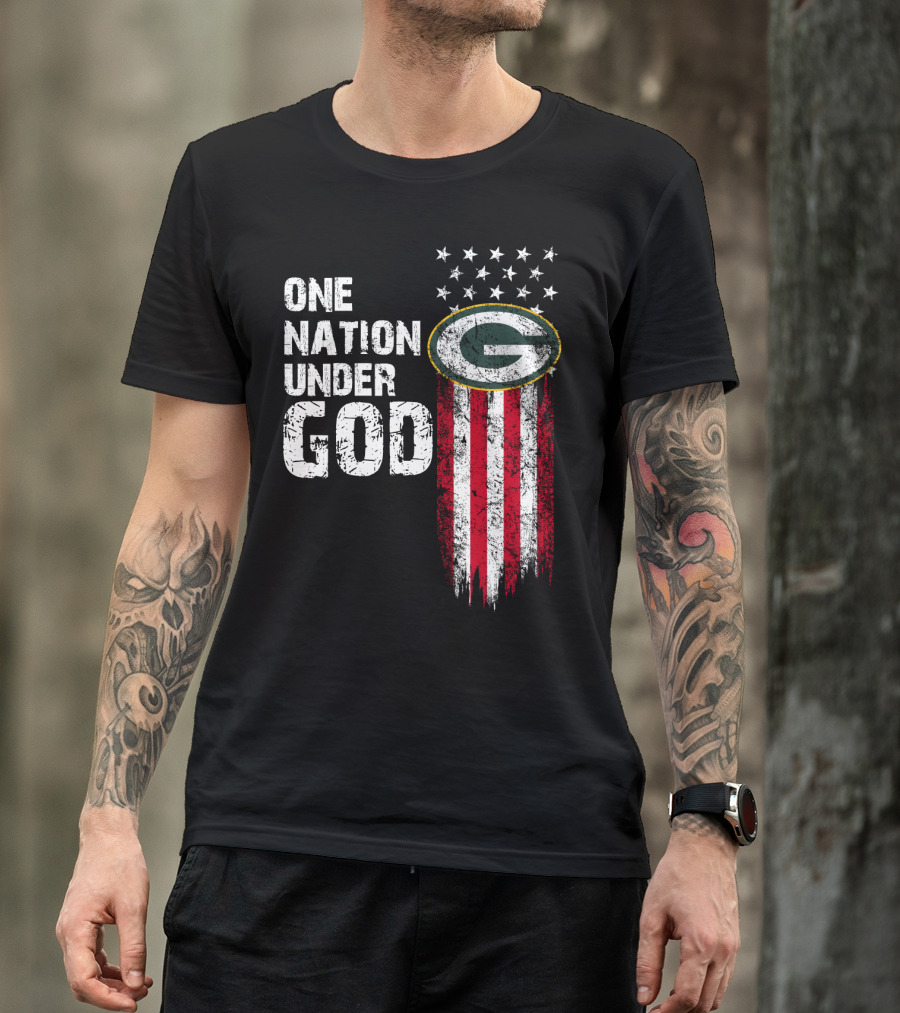 Green Bay Packers One Nation Under God Stars And Stripes T-Shirt
