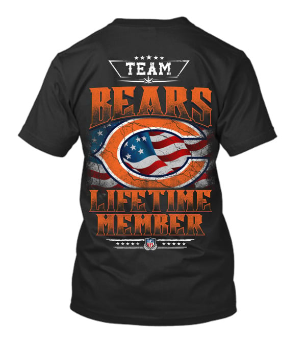 Team Chicago Bears Lifetime Member American Flag Nfl Stars T-Shirt