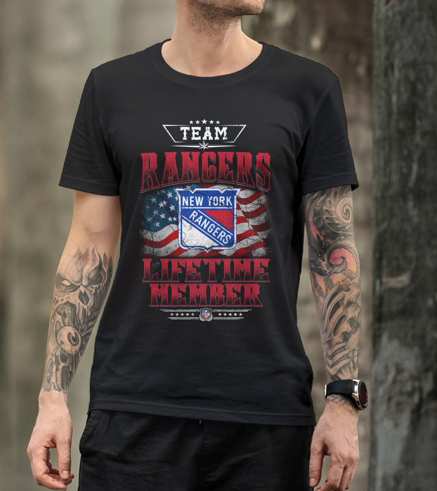Team New York Rangers Lifetime Member Nfl American Flag T-Shirt