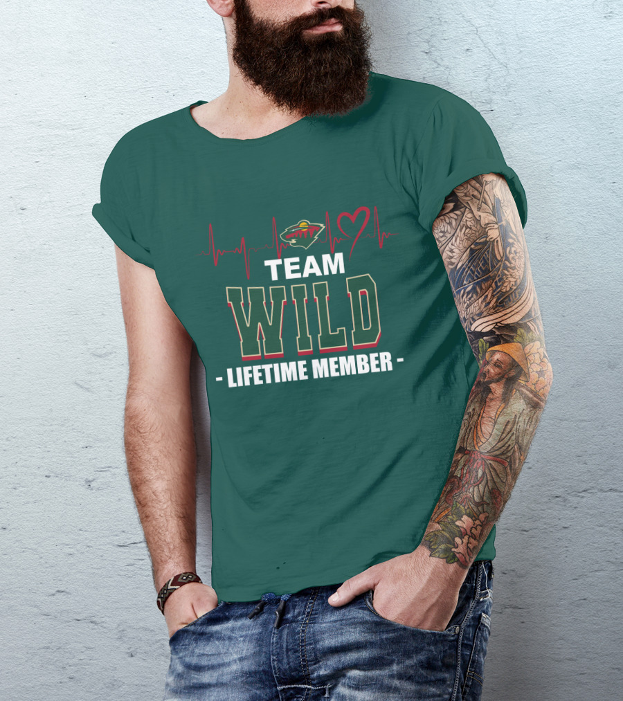 Team Minnesota Wild Lifetime Member Heartbeat T-Shirt