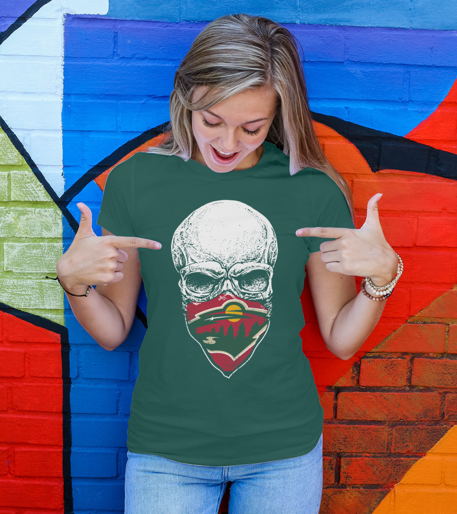 Minnesota Wild Hockey Skull Logo Bandana T-Shirt