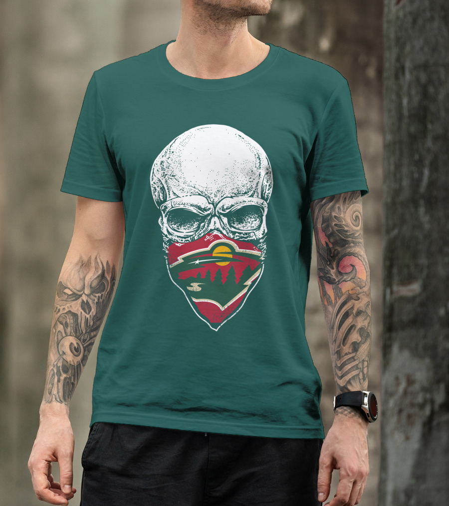 Minnesota Wild Hockey Skull Logo Bandana T-Shirt