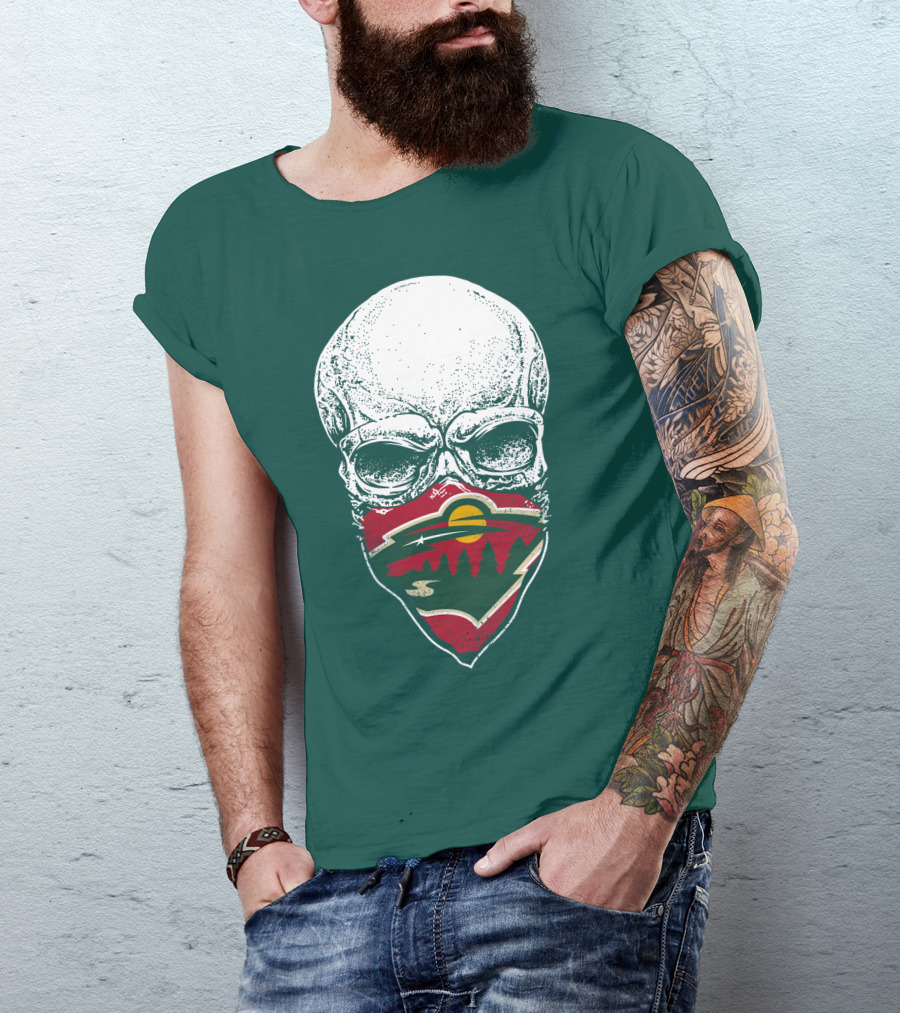 Minnesota Wild Hockey Skull Logo Bandana T-Shirt