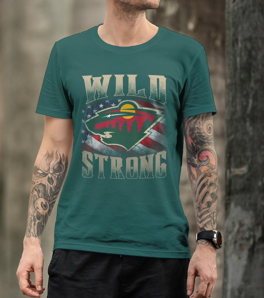 Minnesota Wild Strong American Flag T-Shirt