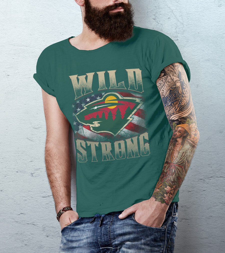 Minnesota Wild Strong American Flag T-Shirt