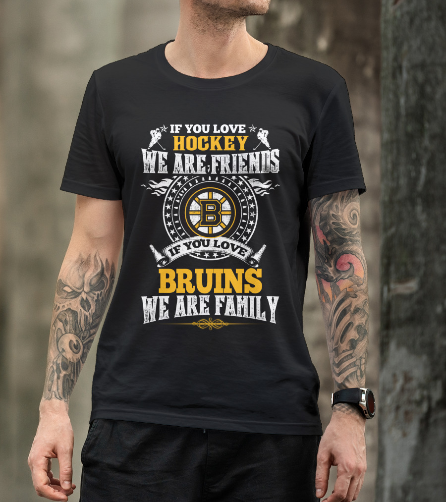 If You Love Hockey We Are Friends If You Love Bruins We Are Family T-Shirt