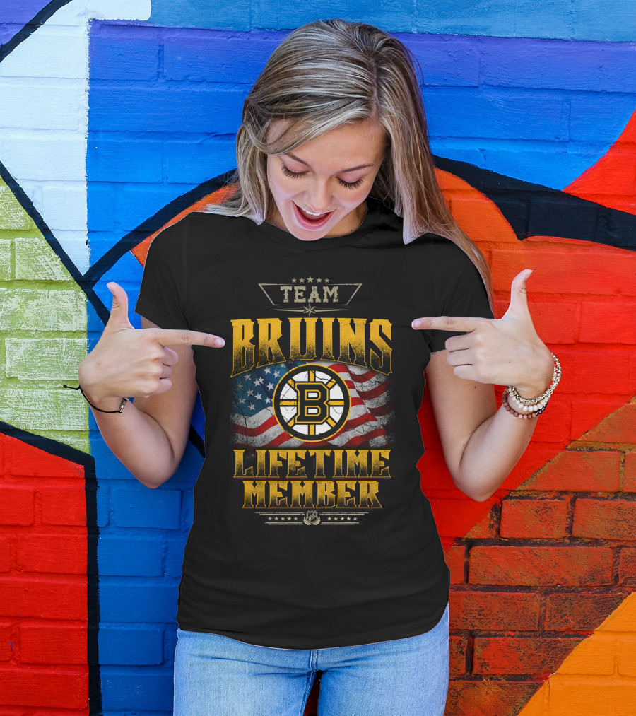 Team Bruins Lifetime Member Boston Bruins Flag T-Shirt