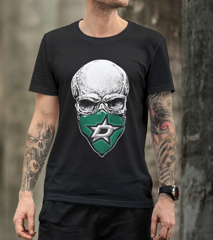 Dallas Stars Logo Over Skull T-Shirt