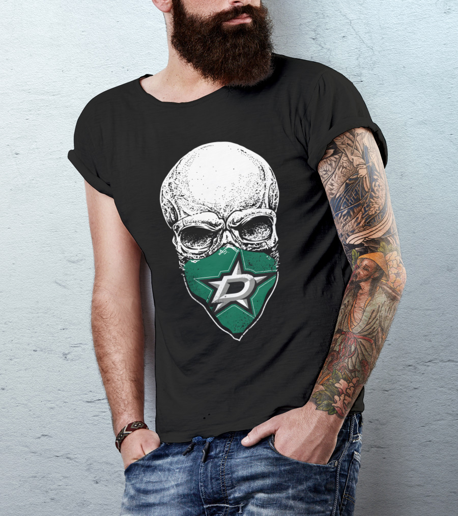 Dallas Stars Logo Over Skull T-Shirt