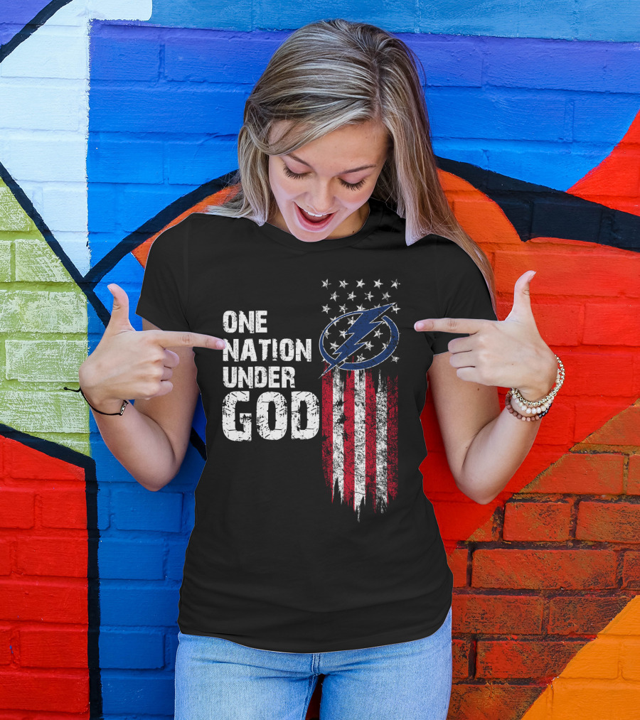 One Nation Under God Tampa Bay Lightning Flag T-Shirt
