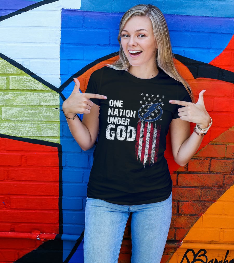 One Nation Under God Tampa Bay Lightning Flag T-Shirt