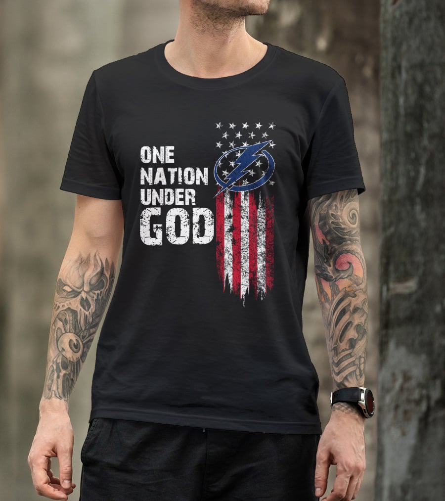 One Nation Under God Tampa Bay Lightning Flag T-Shirt
