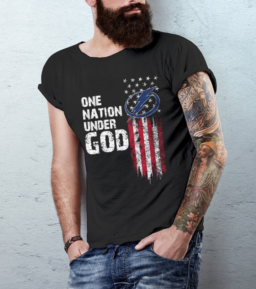 One Nation Under God Tampa Bay Lightning Flag T-Shirt